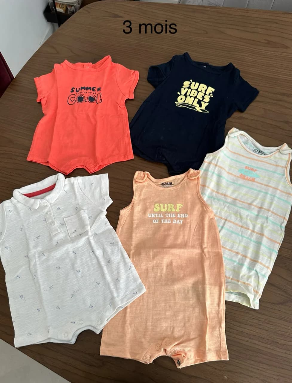 Lot 5 barboteuses garçon 3mois