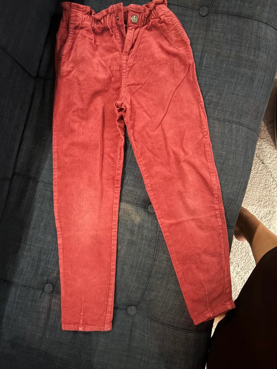 Pantalon velour rouge orange